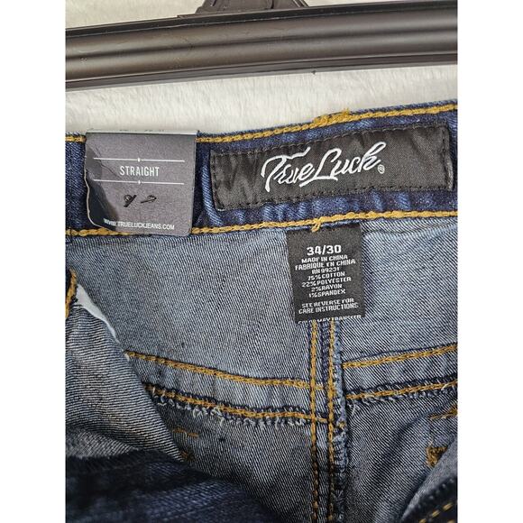 True Luck Jeans Straight Leg Men's Size 34x30 Medium‎ Blue Flap Pockets Nwt. - Picture 10 of 10